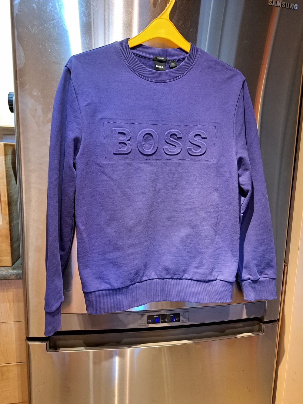 BOSS Men's Violet Embossed Logo Crewneck Sweatshirt